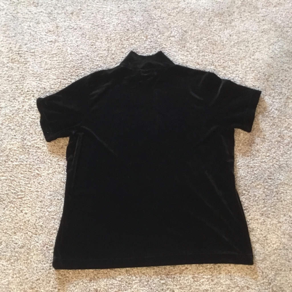 White Stag Short Sleeve Velour Black Top * Size Xl *